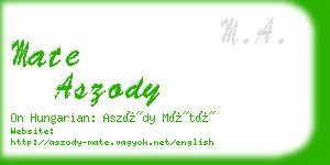 mate aszody business card